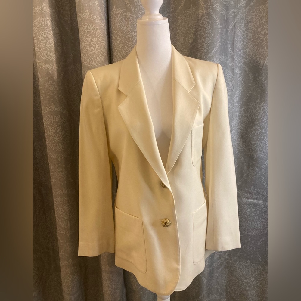 Evan Picone Cream Single-Breasted Blazer
